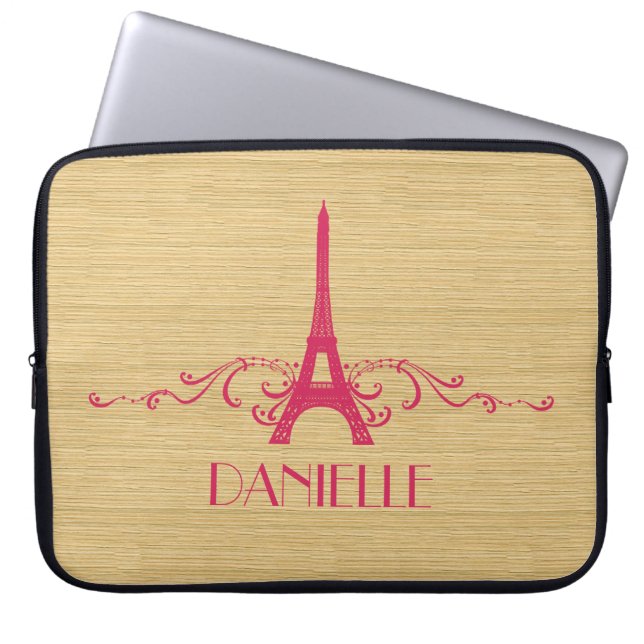 Funda Para Portátil Pink French Flourish Laptop Sleeve (Frente)