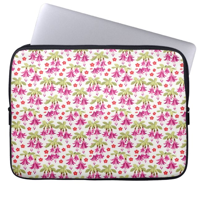 Funda Para Portátil Pink Fuchsia Floral Pattern – Retro Botanical (Frente)