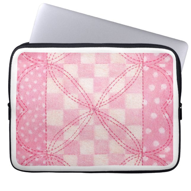 Funda para portátil PINK HEART QUILE (Frente)