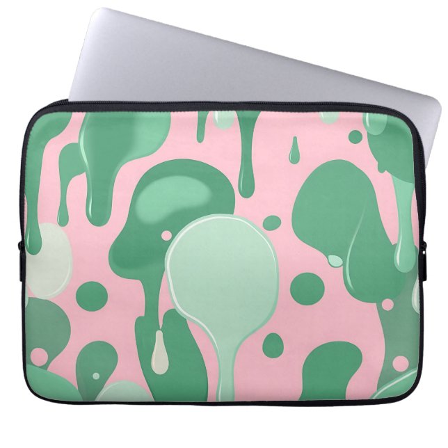 Funda Para Portátil Pink Mint Green Melting Drip Pattern Abstract  (Frente)