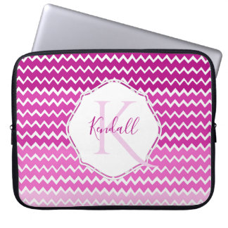 Funda Para Portátil Pink Ombre Chevron Personalized Laptop Sleeve