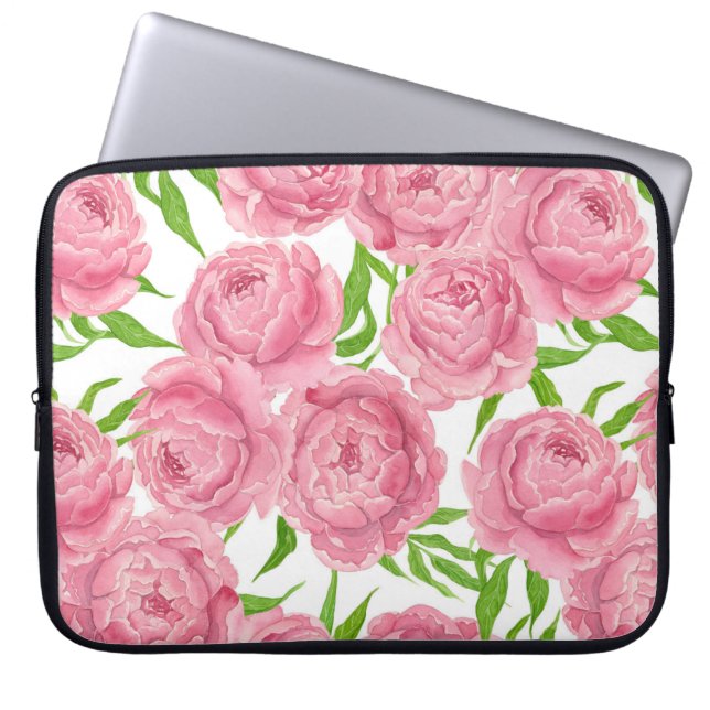 Funda Para Portátil Pink peonies acuarela (Frente)