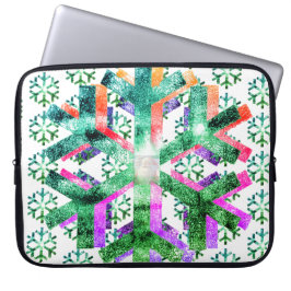 Funda Para Portátil Pink, Purple + Green Snowflakes on Electronics Bag