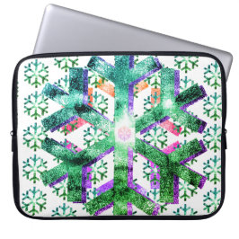 Funda Para Portátil Pink, Purple + Green Snowflakes on Electronics Bag