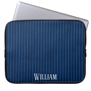 Funda Para Portátil Pinstripes azul marino personalizadas