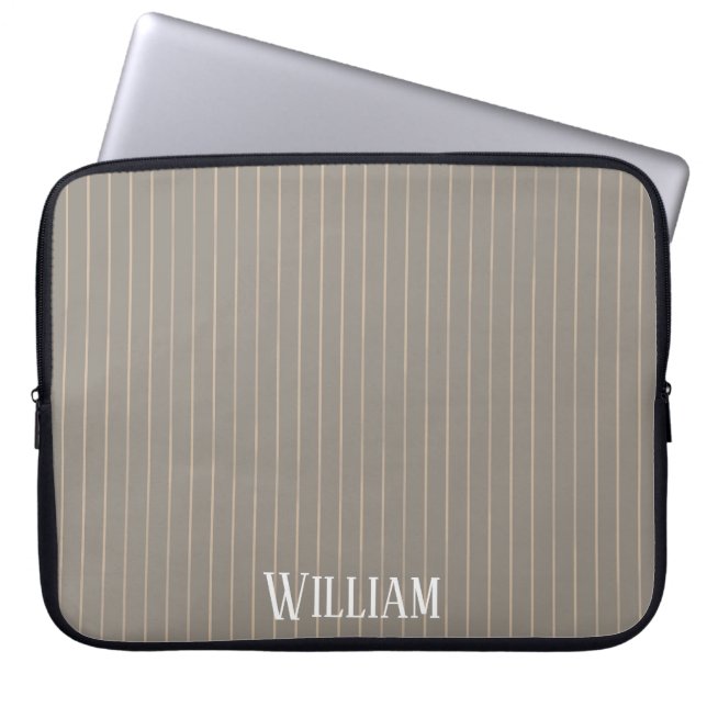 Funda Para Portátil Pinstripes beiges personalizadas (Frente)