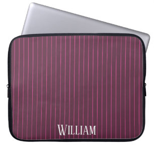 Funda Para Portátil Pinstripes burdeos personalizadas