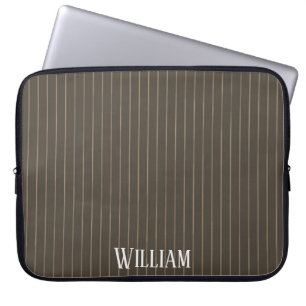 Funda Para Portátil Pinstripes retro castaño personalizado