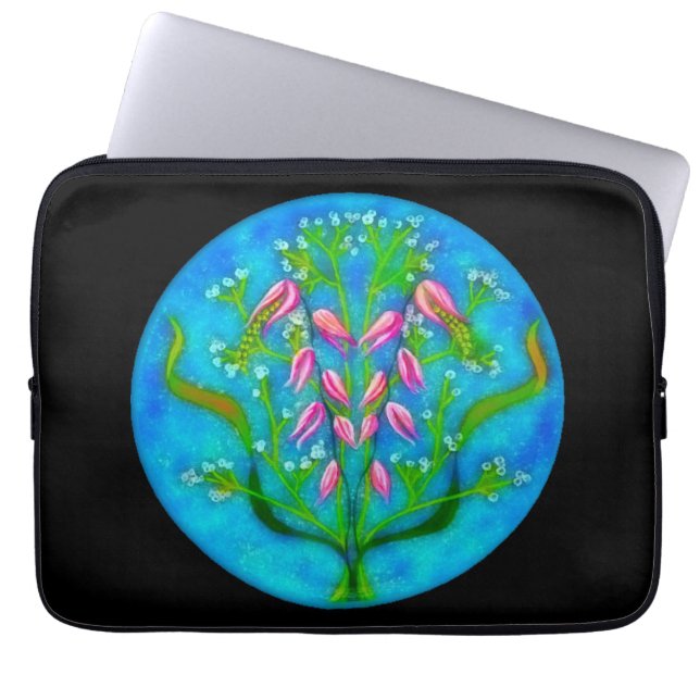 Funda Para Portátil Pintado acrílico de flores de playa (Frente)