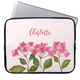 Funda Para Portátil Pintado de flores de color rosa hidrangea lacecaps