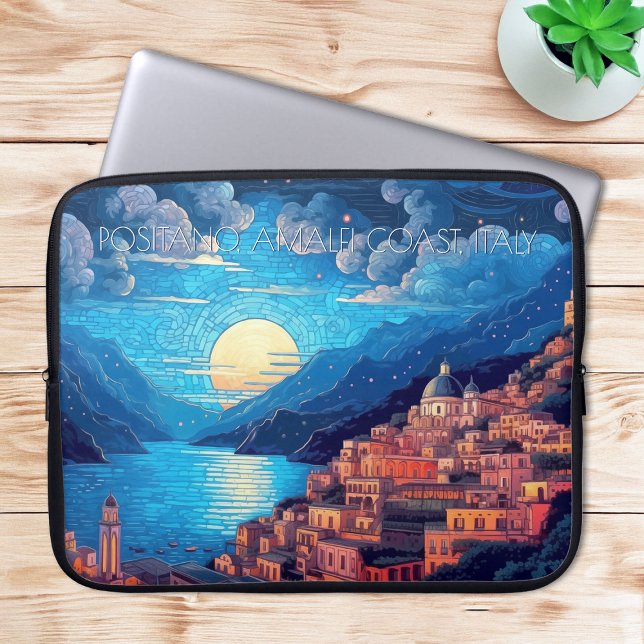 Funda Para Portátil Pintado de Italia en la costa de Amalfi (Positano Amalfi Coast Painting of Italy Travel Art Laptop Sleeve)