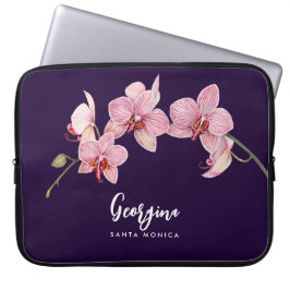 Funda Para Portátil Pintado de orquídeas de polilla rosa de color de a