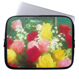 Funda Para Portátil Pintado Rose Bouquet - Arte de Flor Original.