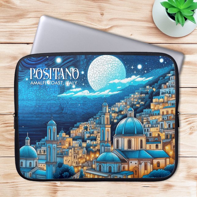 Funda Para Portátil Pintando Positano Costa Amalfitana Italia Viaje de (Painting Positano Amalfi Coast Italy Art Travel Laptop Sleeve)