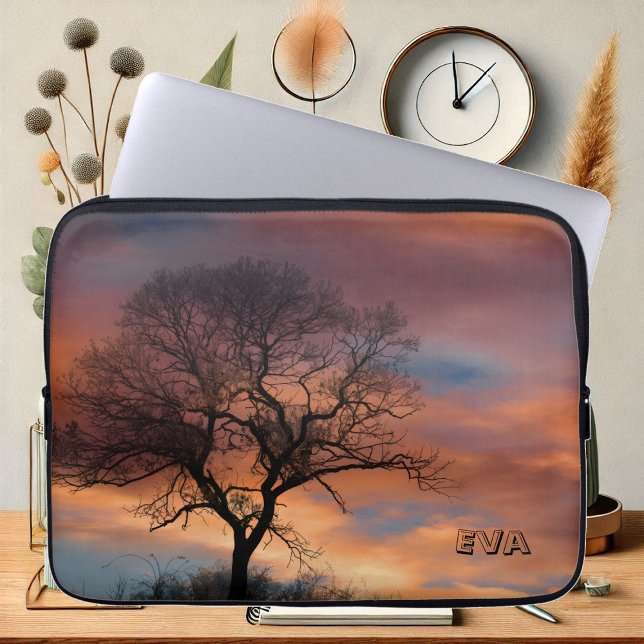 Funda Para Portátil Pintoresca foto de la naturaleza del Crepúsculo de (Picturesque Tree Sunset Twilight Nature Photograph Laptop Sleeve)