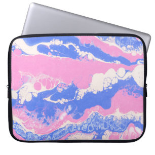 FUNDA PARA PORTÁTIL PINTURA ABSTRACTA AZUL EN NEGRO Y MARRÓN