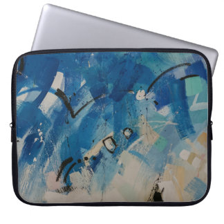 Funda Para Portátil Pintura abstracta azul y blanco