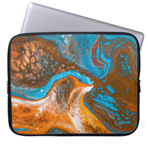 Funda Para Portátil Pintura abstracta azul y marrón