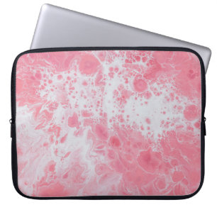 FUNDA PARA PORTÁTIL PINTURA ABSTRACTA DE LÍQUIDO BLANCO Y ROSA