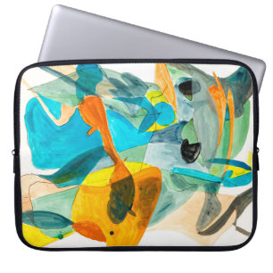 Funda Para Portátil pintura abstracta en papel con colores vibrantes,