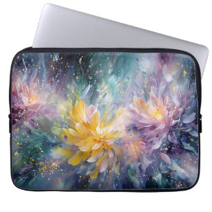 Funda Para Portátil Pintura abstracta floral vibrante con explosión