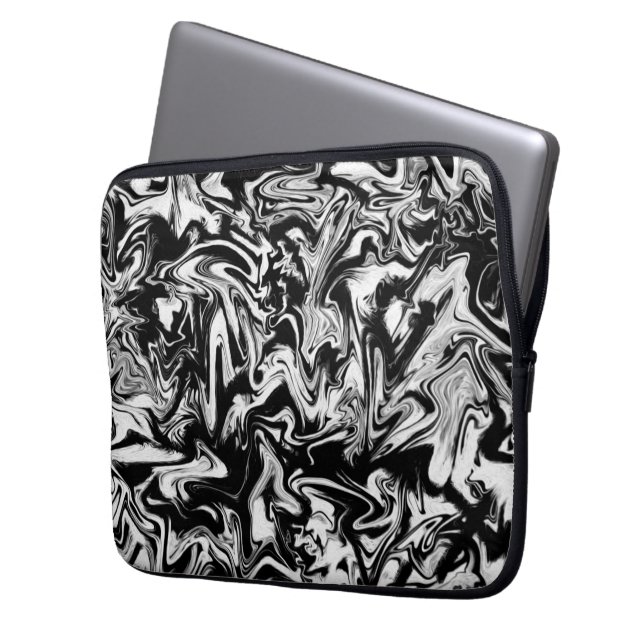 Funda Para Portátil Pintura abstracta moderna en blanco y negro con fo (Anverso izquierdo)