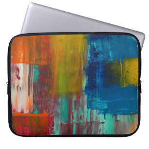 FUNDA PARA PORTÁTIL PINTURA ABSTRACTA ROJA AZUL AMARILLO Y BLANCA