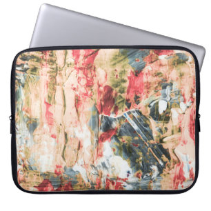 Funda Para Portátil Pintura abstracta roja blanca y amarilla