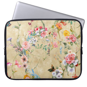 Funda Para Portátil Pintura acuarela de hojas y flores, sin costura