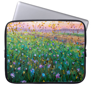 Funda Para Portátil pintura al óleo de flores, hermosas flores de camp