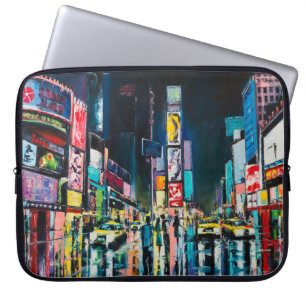 Funda Para Portátil pintura al óleo de Nueva York, una vista nocturna