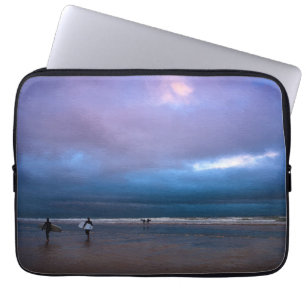 Funda Para Portátil Pintura al óleo de paisaje marino con cielo púrpur