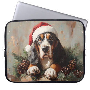 Funda Para Portátil Pintura al óleo de un Basset Hound con sombrero de