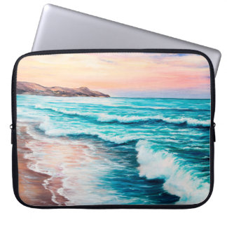 Funda Para Portátil pintura al óleo de una hermosa puesta de sol púrpu