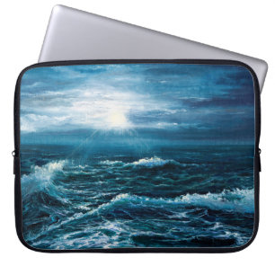 Funda Para Portátil pintura al óleo que muestra olas en el océano o el