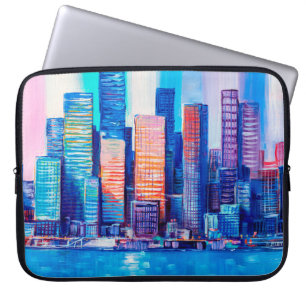 Funda Para Portátil Pintura artística de rascacielos. Estilo abstracto