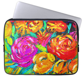 Funda Para Portátil Pintura De Aceite De Flor Colorida. ¡Hazte con una
