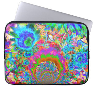 Funda Para Portátil Pintura de acuarela floral de girasol abstracto az