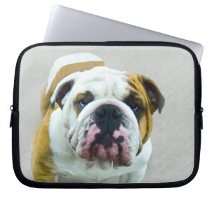 Funda Para Portátil Pintura de bulldog - Arte de perros original y lin