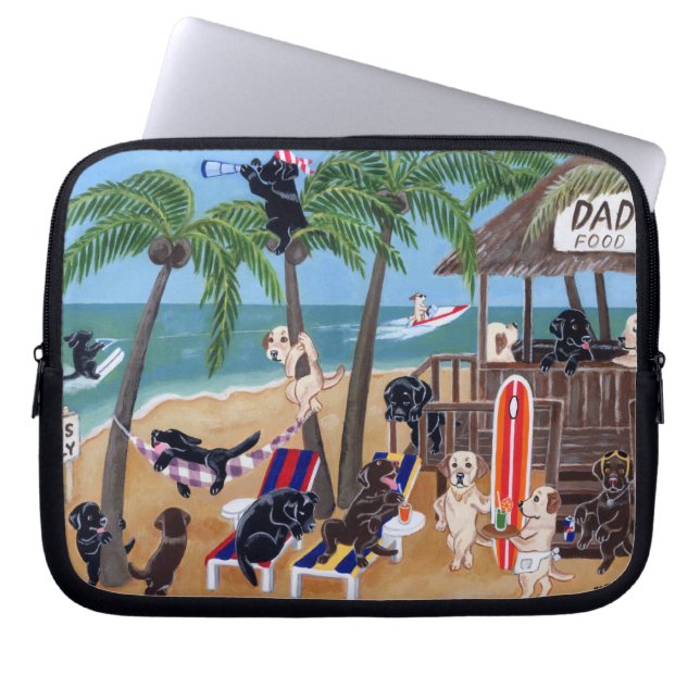 Funda Para Portátil Pintura de Labradors de las vacaciones de verano (Frente)