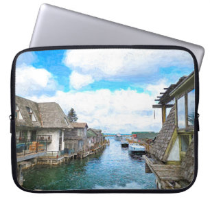 Funda Para Portátil Pintura de Michigan Fish Town