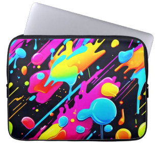 Funda Para Portátil Pintura de neón brillante en una obra de arte abst