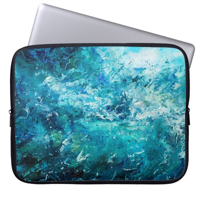 Funda Para Portátil pintura de óleo abstracta que muestra olas en el o (Frente)