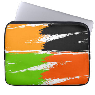 Funda Para Portátil Pintura de pincel blanco verde naranja