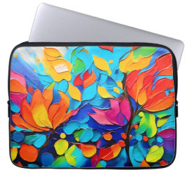 Funda Para Portátil Pintura de sinfonía floral vibrante