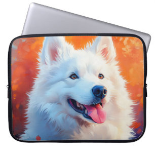 FUNDA PARA PORTÁTIL PINTURA DE UN HERMOSO PERRO BLANCO SAMOYED