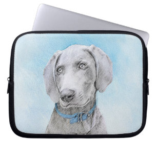 Funda Para Portátil Pintura de Weimaraner - Arte de Perro Original.