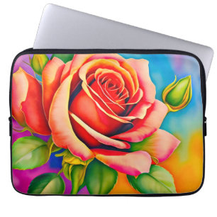 Funda Para Portátil Pintura digital de flores Rosas coloridas