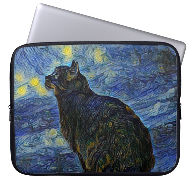 Funda Para Portátil Pintura digital del gato Shambhala en Vincent Van  (Frente)
