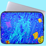 Funda Para Portátil Pintura moderna de arte abstracto azul<br><div class="desc">Este diseño presenta un fondo azul oscuro con remolinos azul claro y piezas amarillas</div>